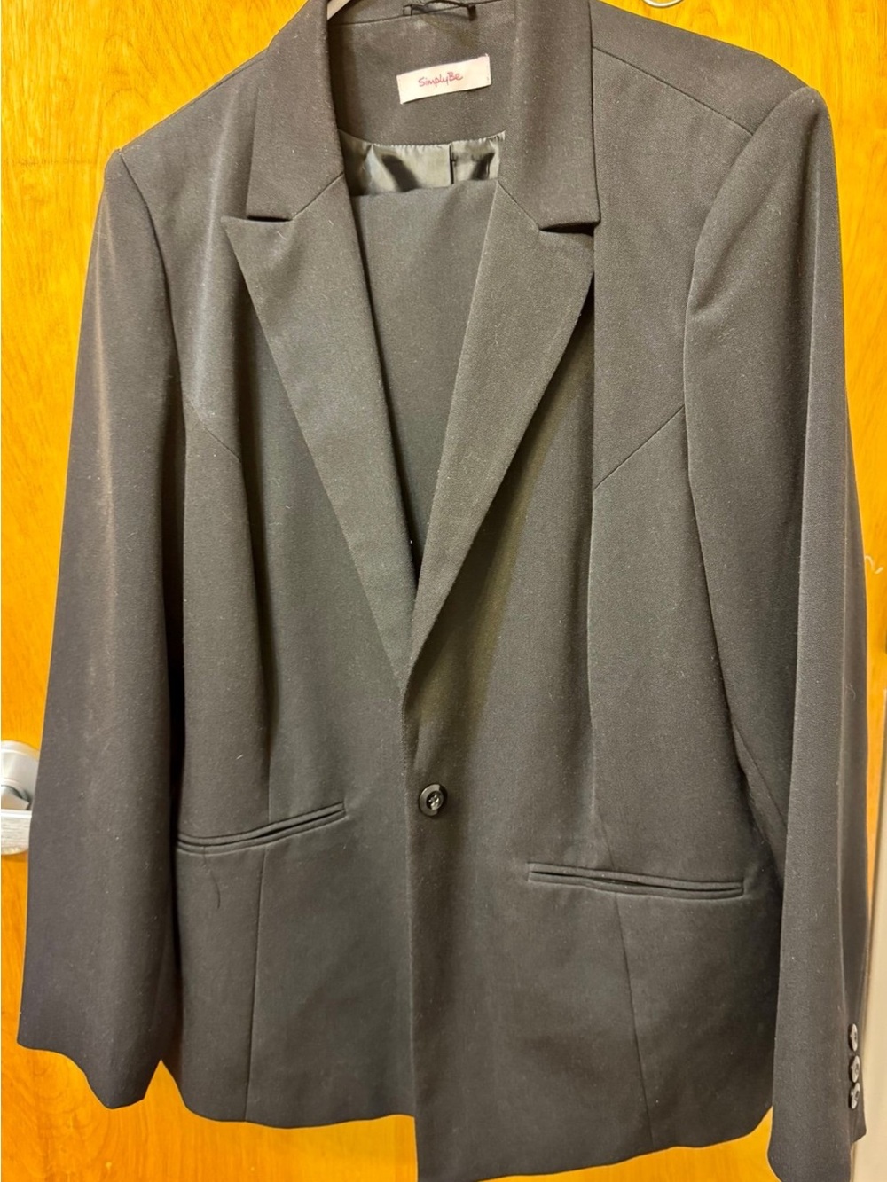 Simply Be Black Single Button Blazer Jacket & Pants Suit Set size 16